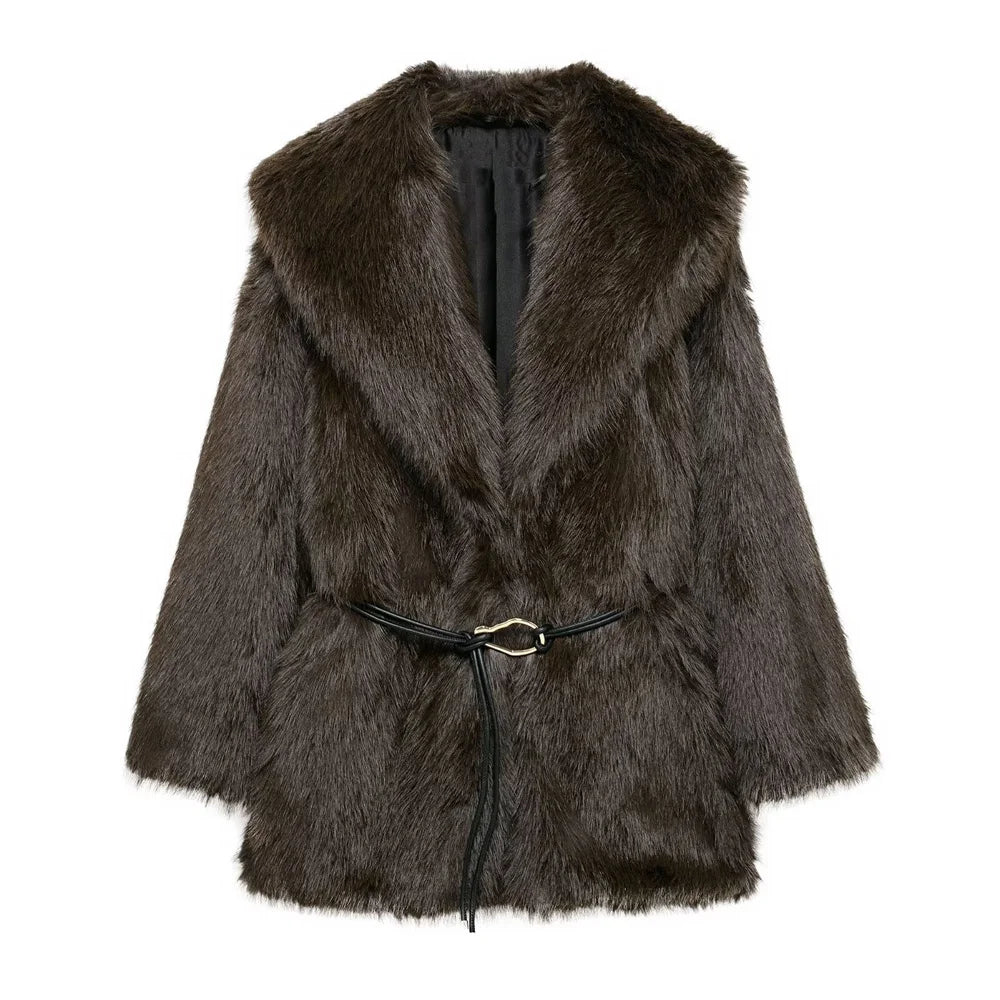 Elegant Winter Coat Long Sleeves Women