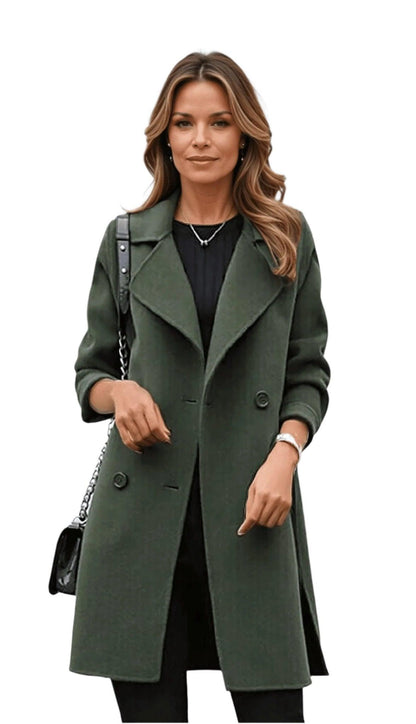 Eleganter Schwarzer Trenchcoat Damen Wintermode - IdealeKleiden