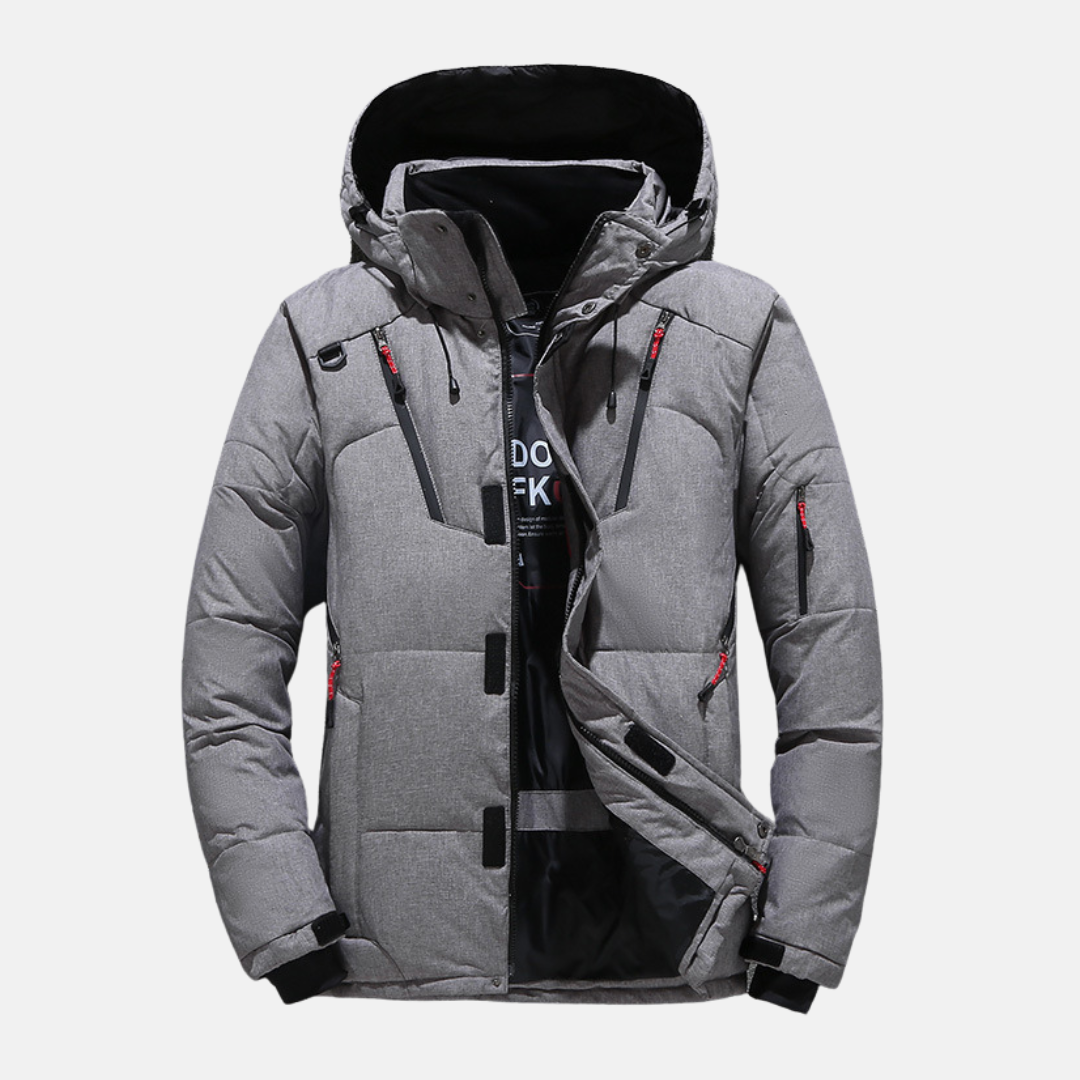 Down Jacket Warm Insulated with Hood and Pockets