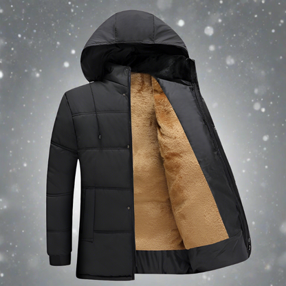 Men's Down Jacket Warm Fleece Hooded