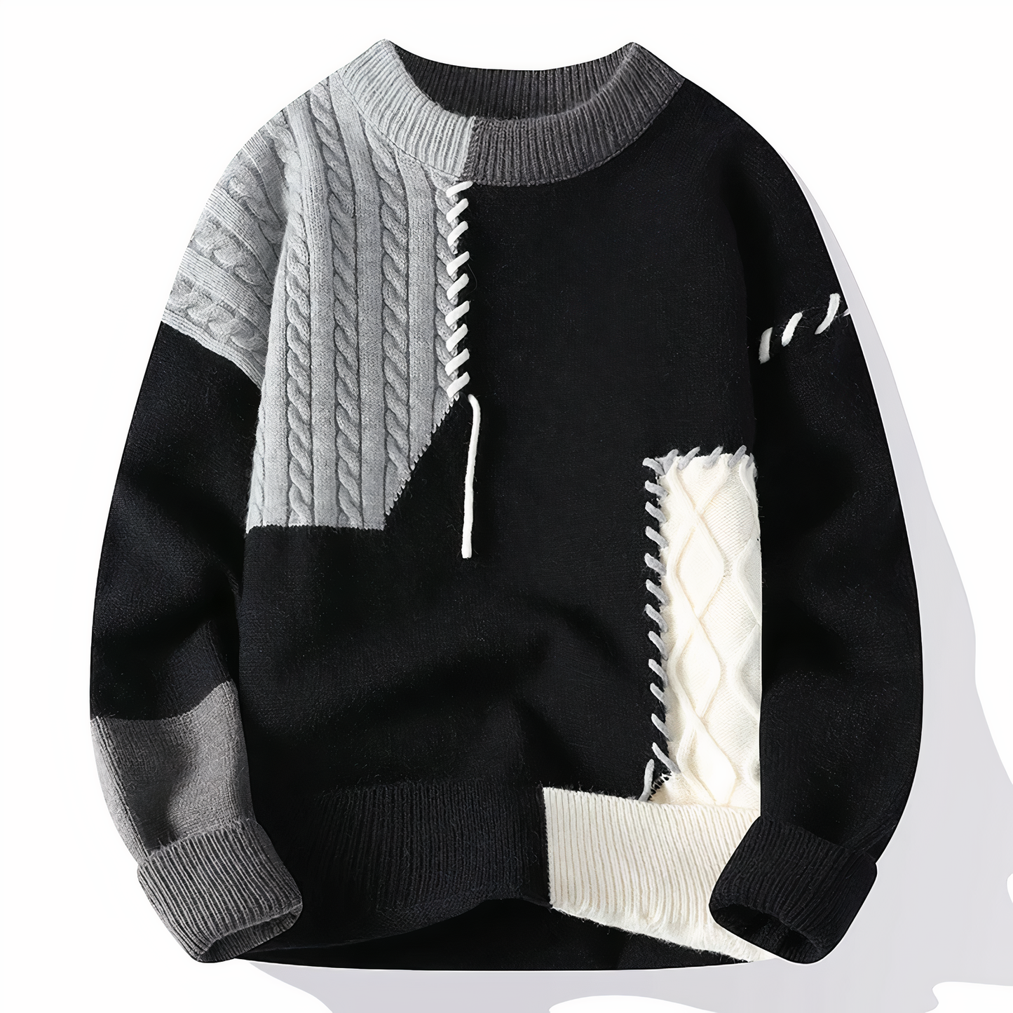 Unique Patchwork Sweater Modern Style