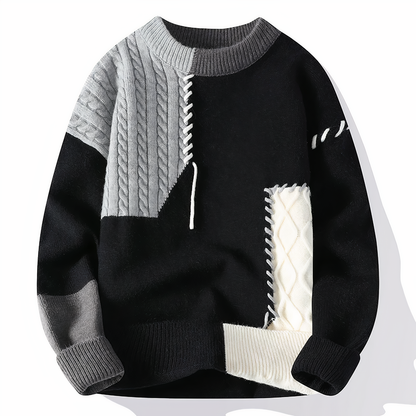 Unique Patchwork Sweater Modern Style