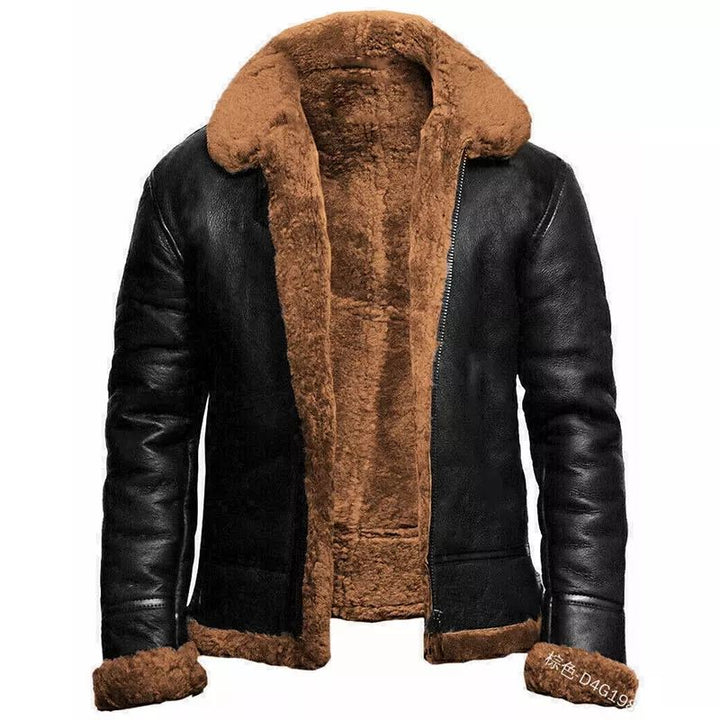 Faux Leather Dress Slim Fit Short Teddy Fleece Lined
