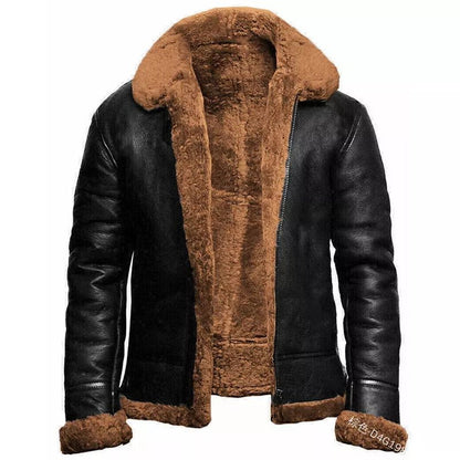 Faux Leather Dress Slim Fit Short Teddy Fleece Lined