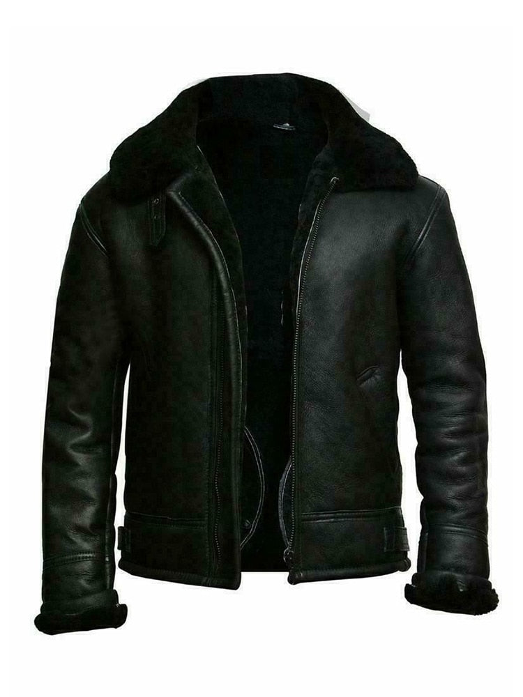 Faux Leather Dress Slim Fit Short Teddy Fleece Lined