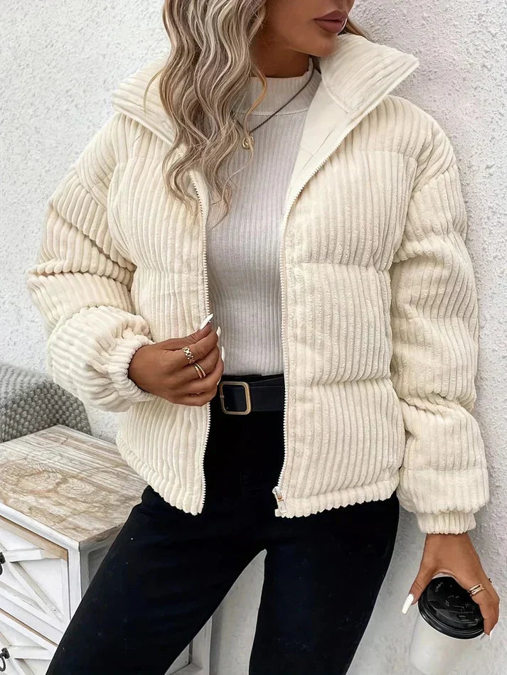 Women's Warm Padded Quilted Jacket with Zipper