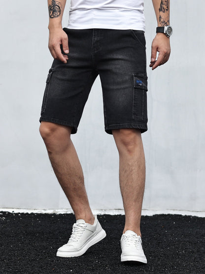Comfortable Men's Cargo Shorts Denim Stretch