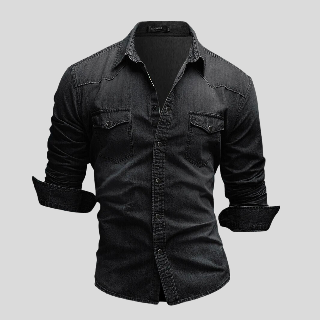 Men's Slim Fit Long-Sleeve Blue Denim Shirt