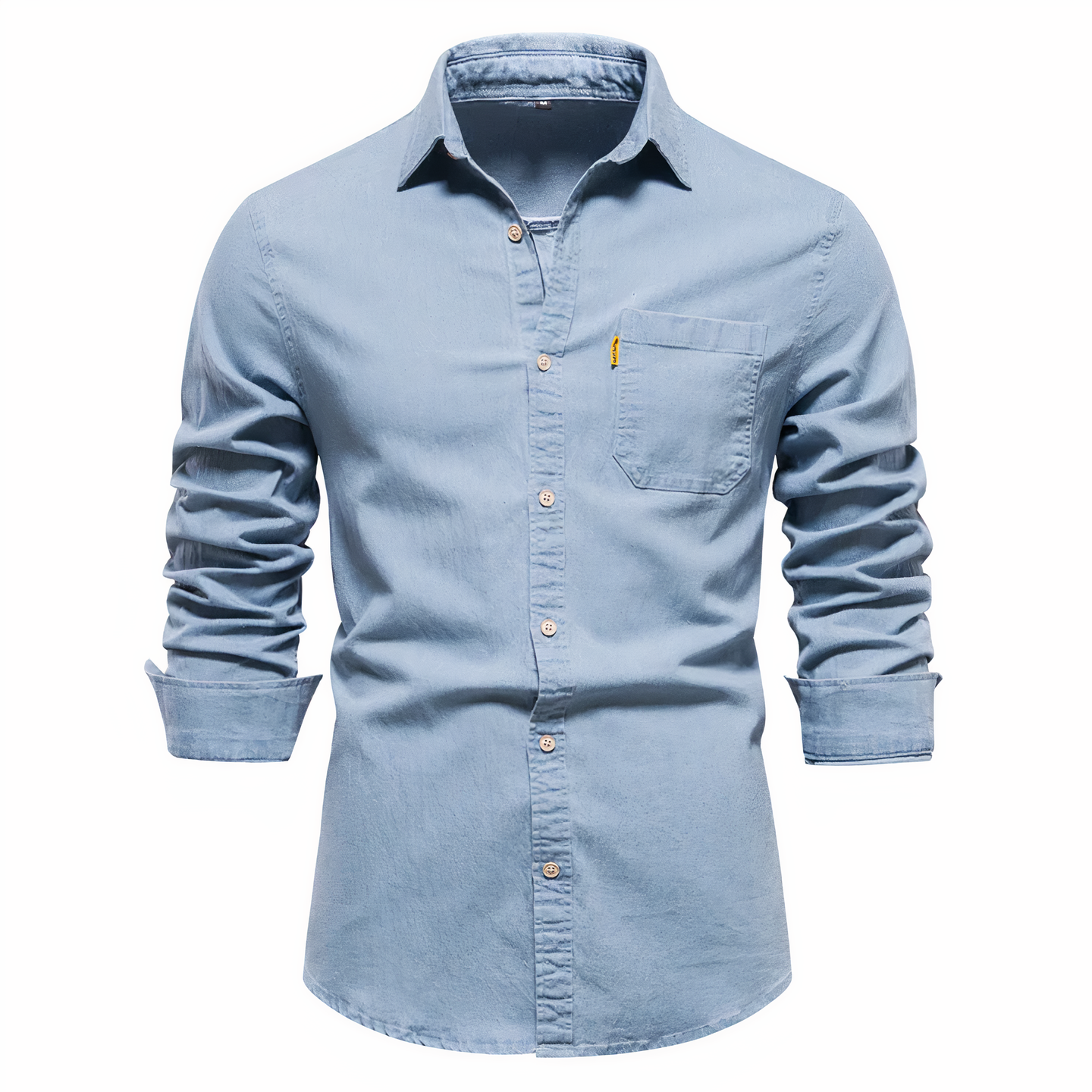 Men's Slim Fit Long Sleeve Blue Denim Shirt