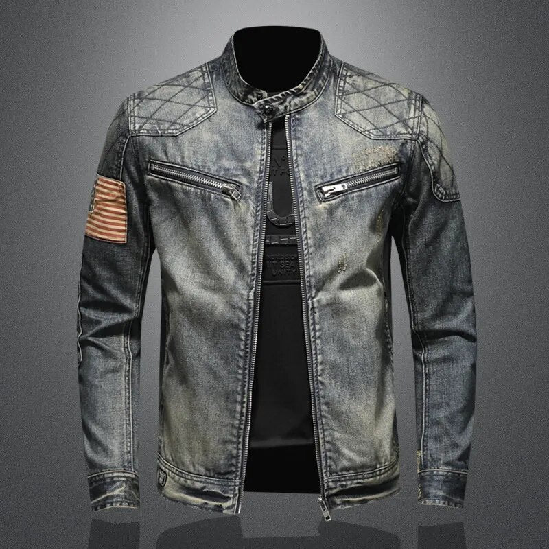 Men's Denim Jacket Zip-Up Autumn Fashion