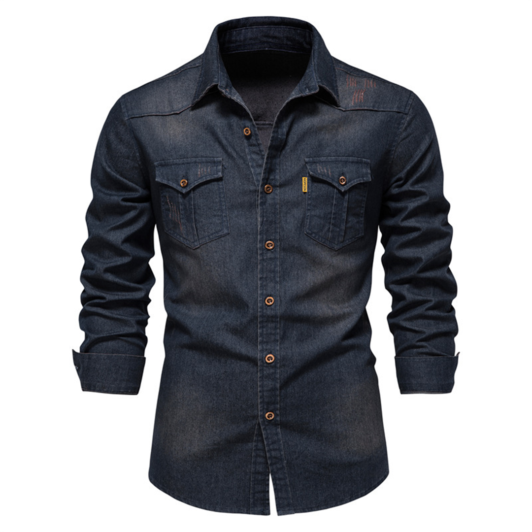 Men's Long-Sleeve Modern Denim Shirt