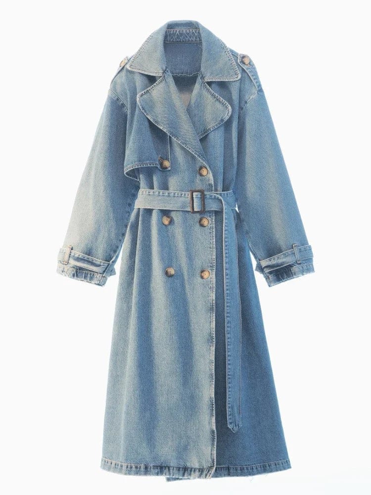 Classic Women's Trench Coat Blue Elegant Design