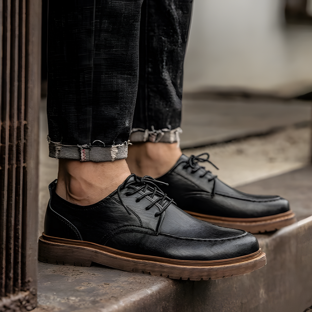 Herren Derby Schuhe Leder Schwarz - IdealeKleiden