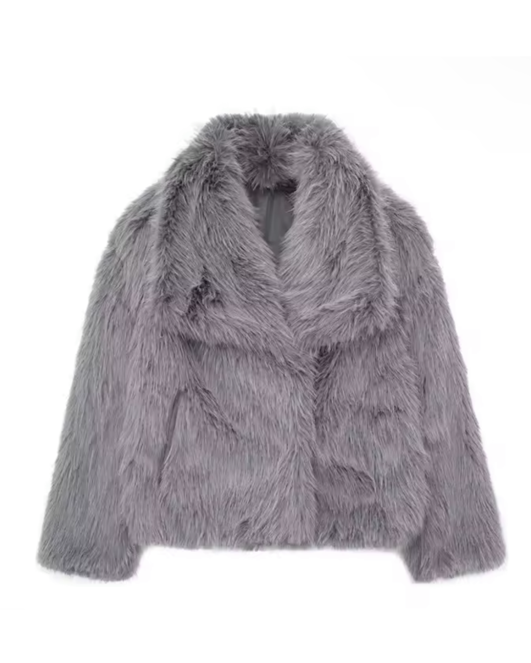 Elegant women's winter coat with faux fur