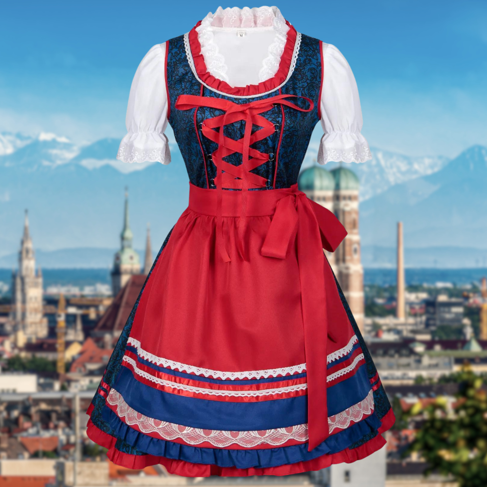 Traditionelles Dirndl mit Schürze und Bluse Damen Tracht - IdealeKleiden