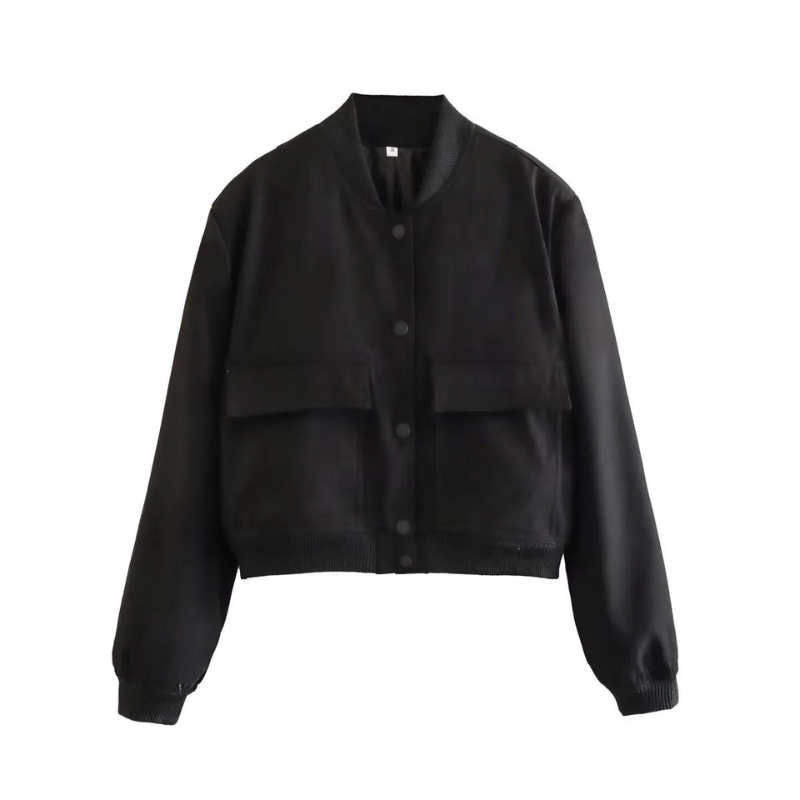 Fashionable Bomber Jacket with Pockets Regular Fit Women