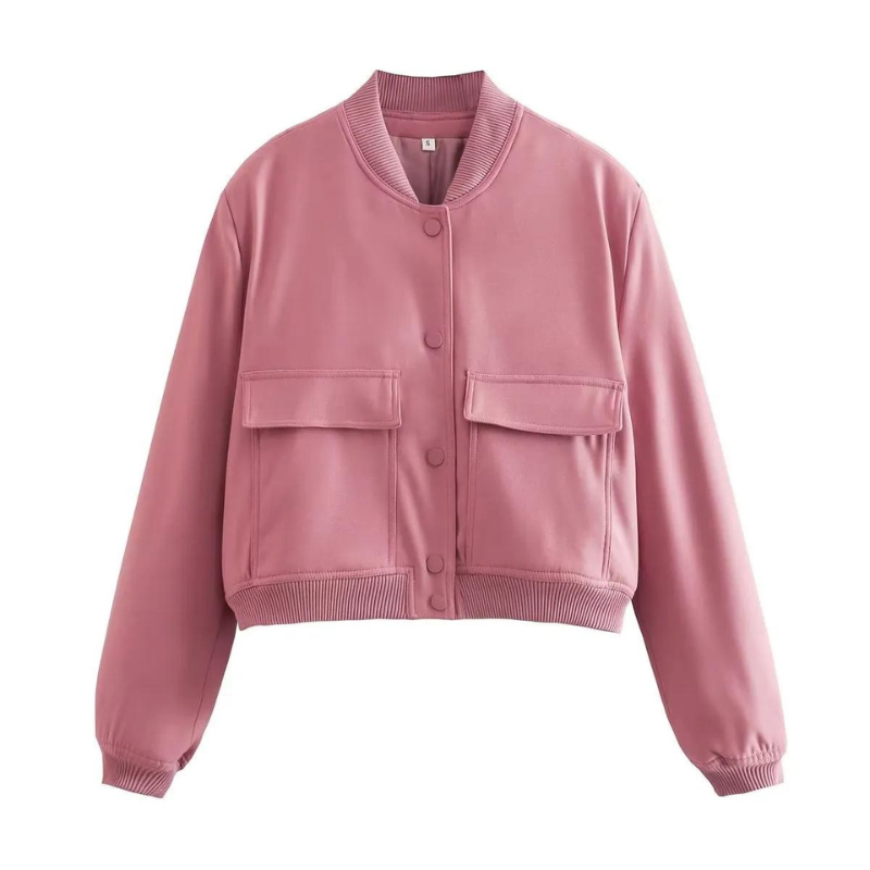 Fashionable Bomber Jacket with Pockets Regular Fit Women