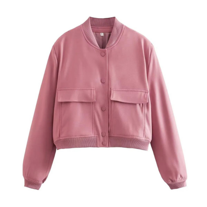 Fashionable Bomber Jacket with Pockets Regular Fit Women