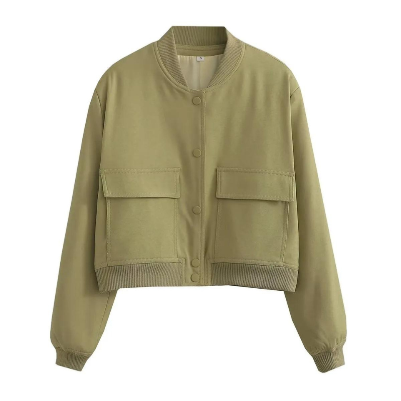 Fashionable Bomber Jacket with Pockets Regular Fit Women