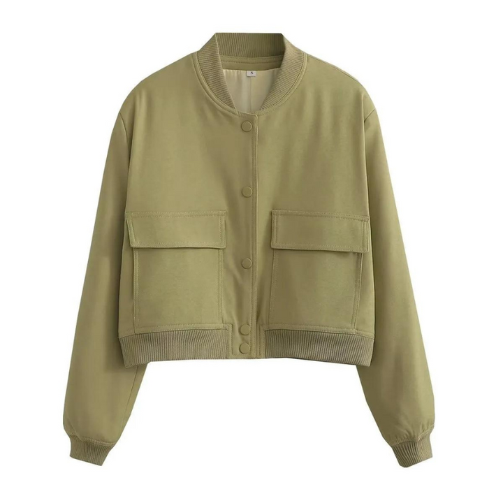 Fashionable Bomber Jacket with Pockets Regular Fit Women