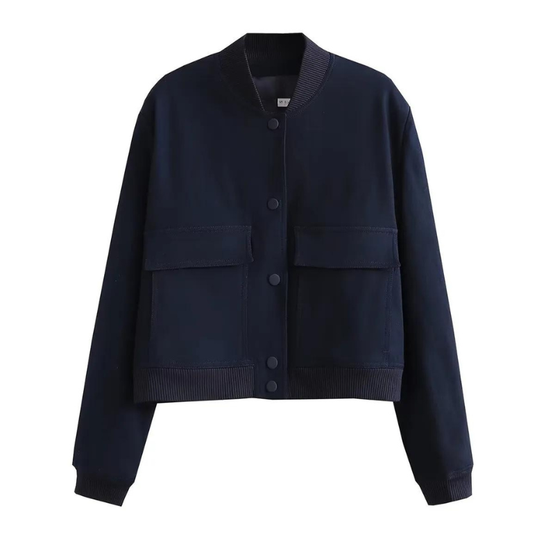 Fashionable Bomber Jacket with Pockets Regular Fit Women