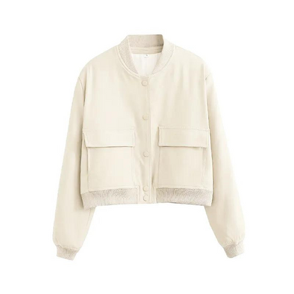 Fashionable Bomber Jacket with Pockets Regular Fit Women