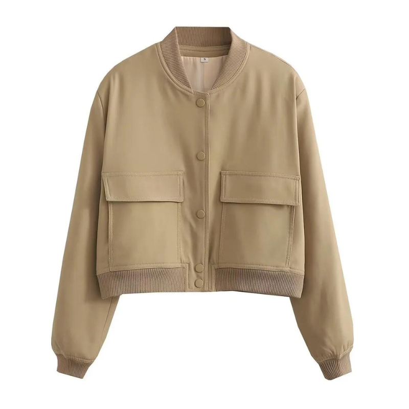 Fashionable Bomber Jacket with Pockets Regular Fit Women
