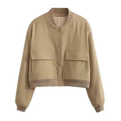 Fashionable Bomber Jacket with Pockets Regular Fit Women