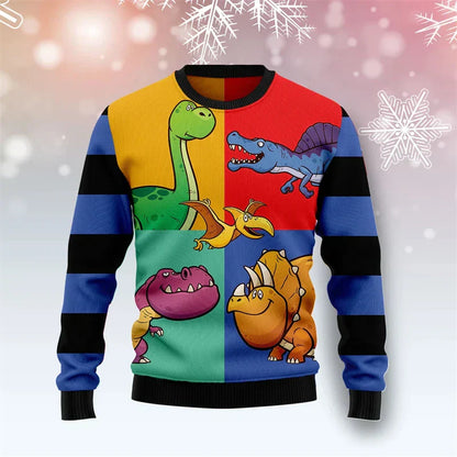 Weihnachtspullover 3D Dinosaurier Lustig Männer
