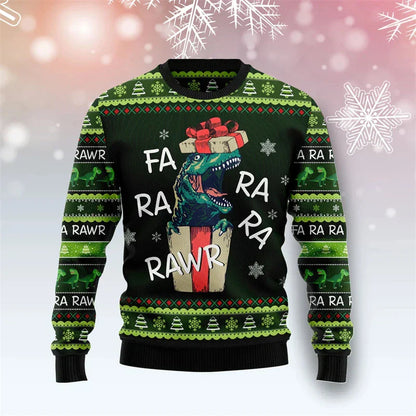 Weihnachtspullover 3D Dinosaurier Lustig Männer