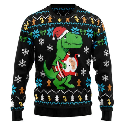 Weihnachtspullover 3D Dinosaurier Lustig Männer