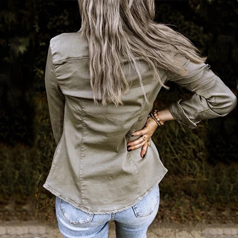 Moderne Damen Jeansjacke Trendy - IdealeKleiden