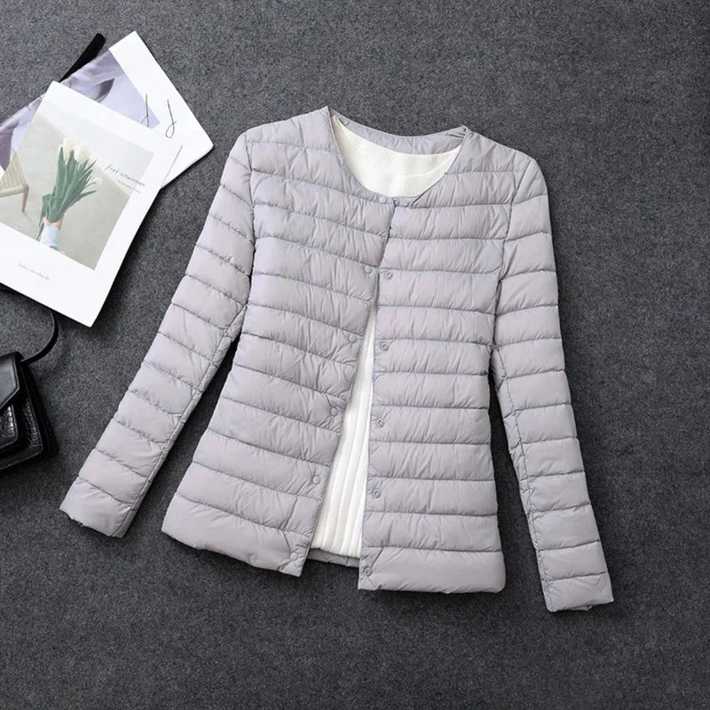 Women's Lightweight Down Jacket Round Neck