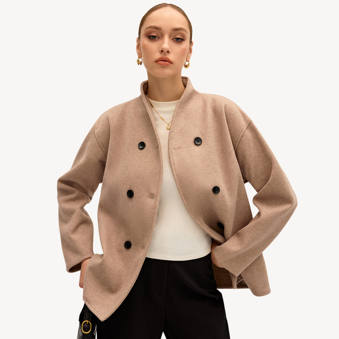 Women's Double-Breasted Wool Coat Elegant Design