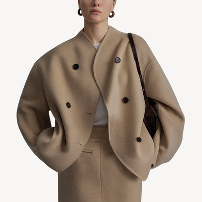 Women's Double-Breasted Wool Coat Elegant Design