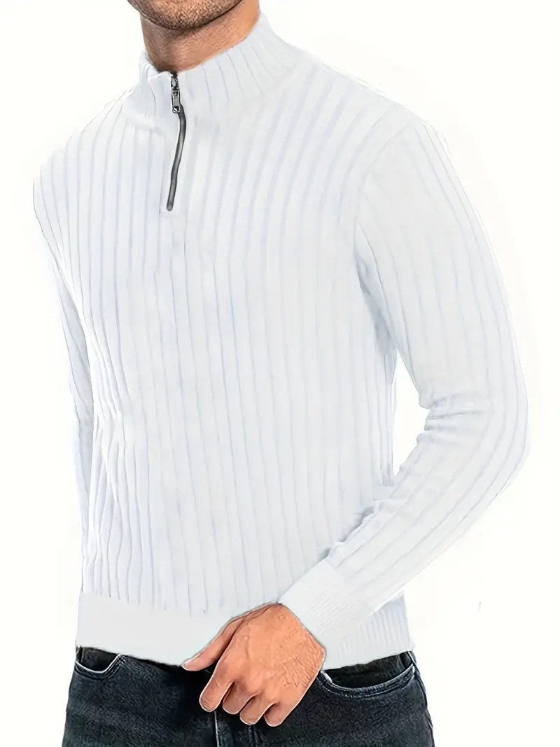 Men's Half-Zip Knitted Sweater Modern Style