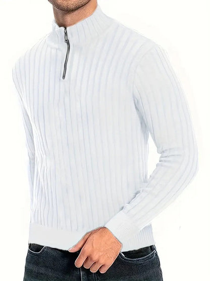 Men's Half-Zip Knitted Sweater Modern Style