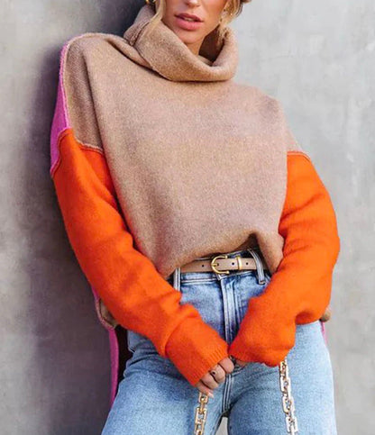 Farbenfroher Pullover Colorblock Design - IdealeKleiden