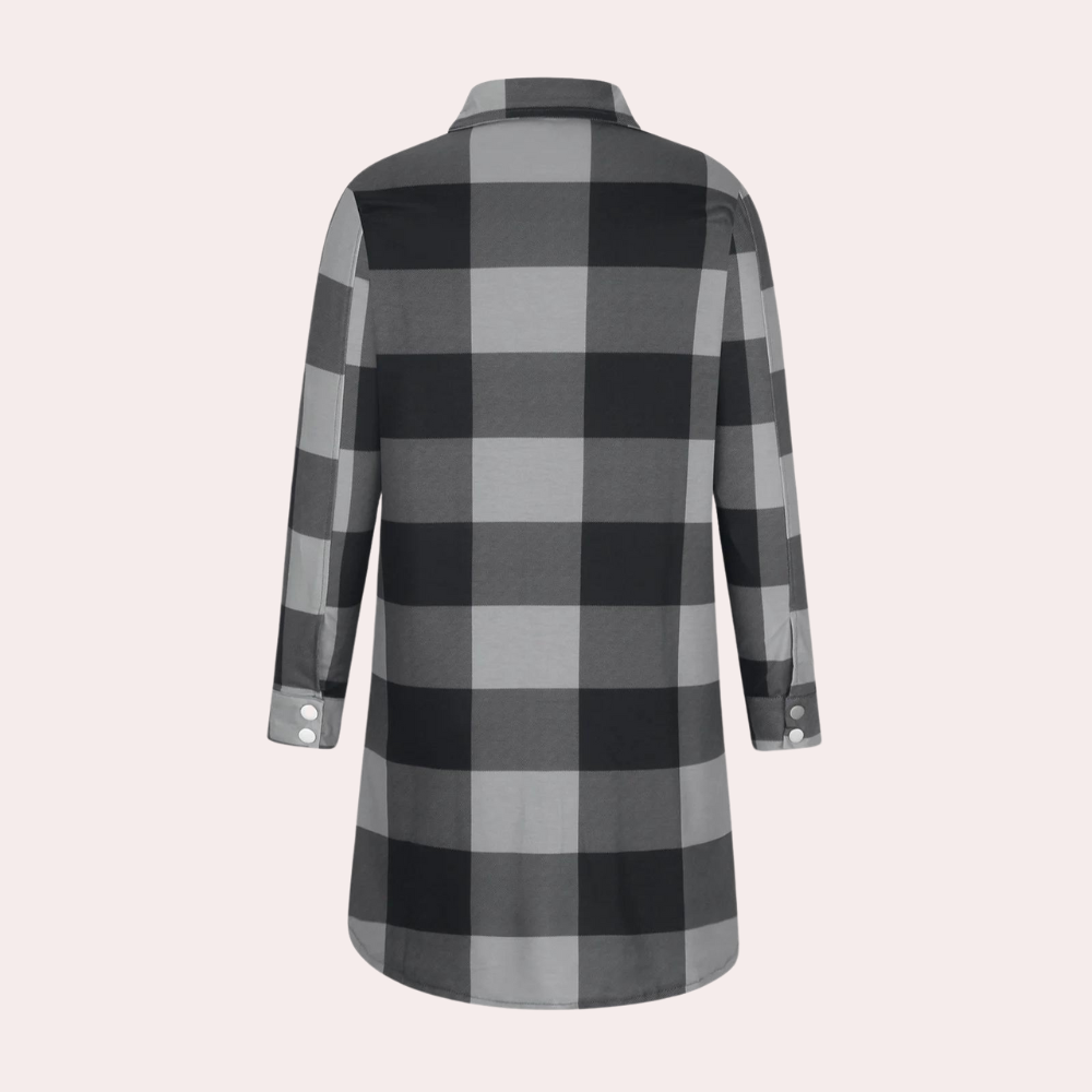 Herbstjacke Damen Karomuster Midi Länge - IdealeKleiden
