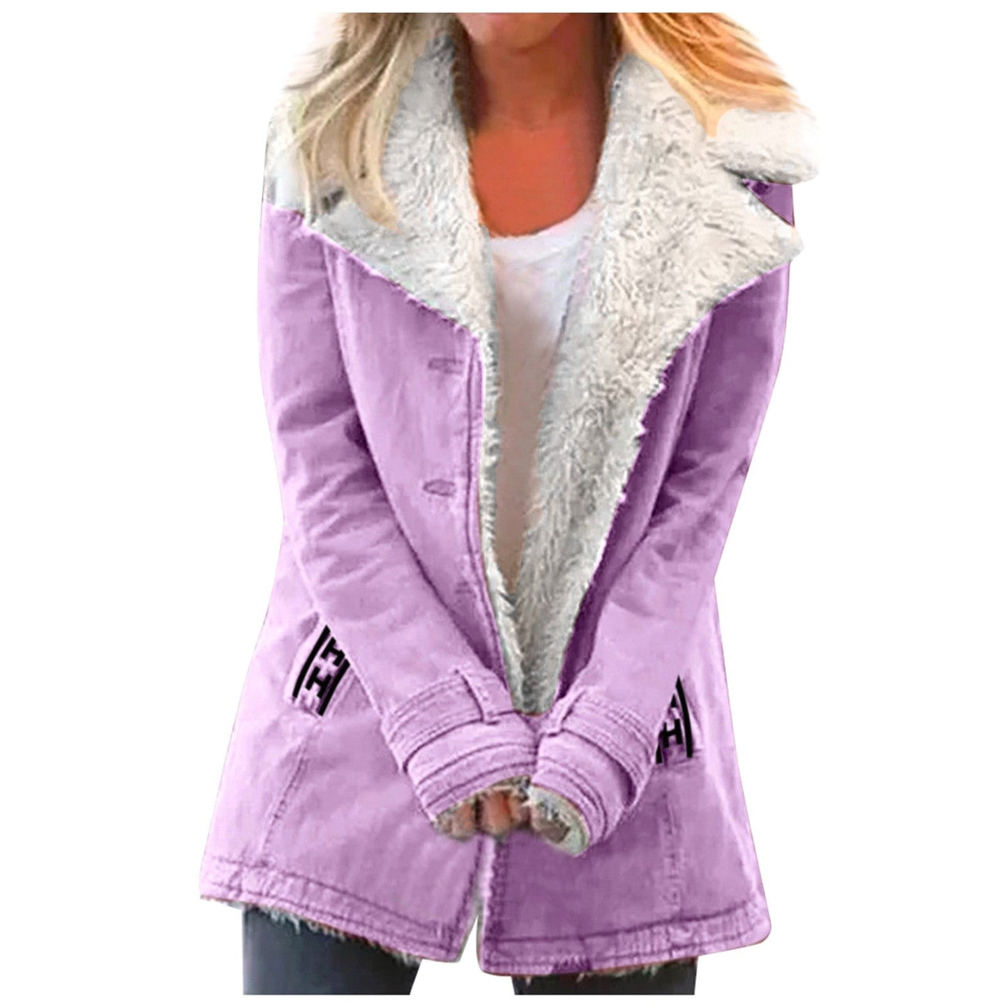 Women's Winter Jacket Elegant Lapel Collar Long Sleeve