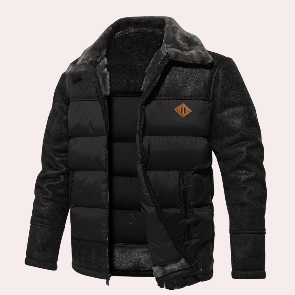 Women's Long Quilted Winter Jacket with Stand-Up Collar