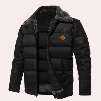 Women's Long Quilted Winter Jacket with Stand-Up Collar