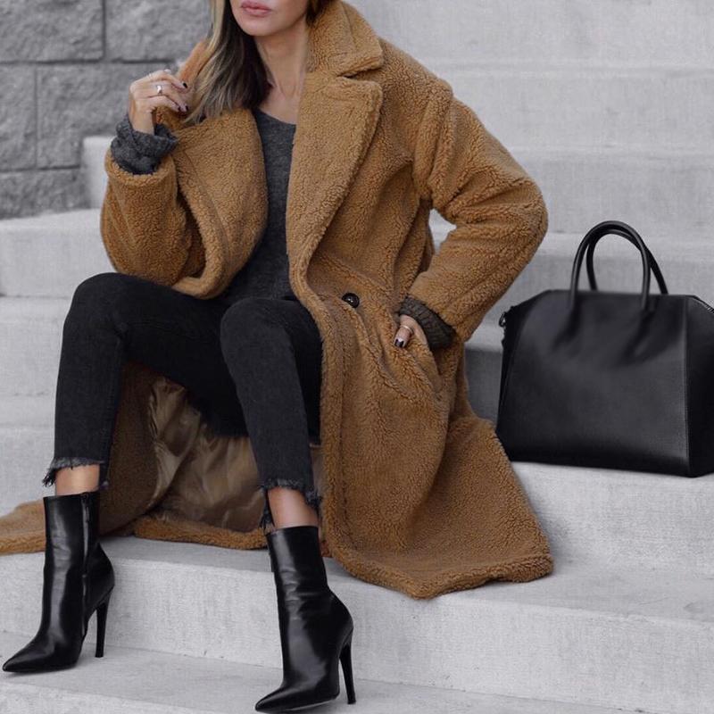 Long Faux Fur Jacket Warm Elegant Cinderella