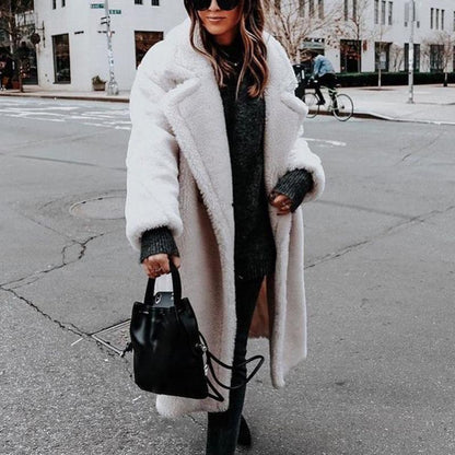 Long Faux Fur Jacket Warm Elegant Cinderella