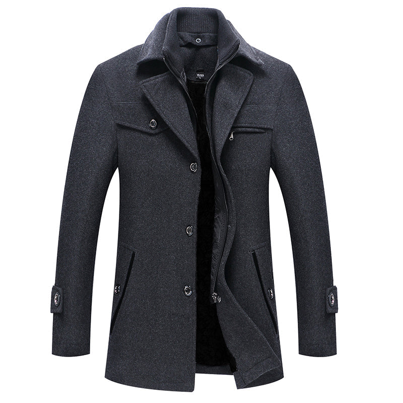 Herren Wollmantel Elegant Reißverschluss - IdealeKleiden