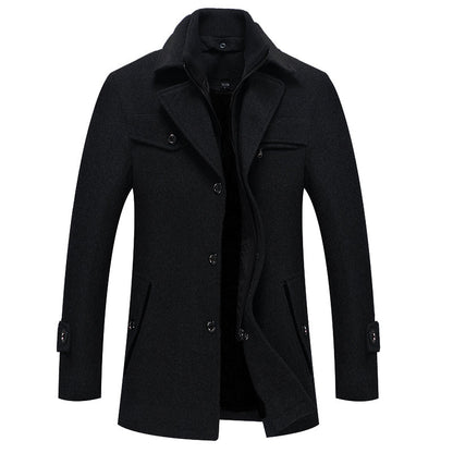 Men's Elegant Wool Coat with Zipper