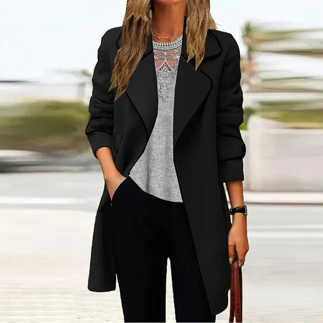 Stilvoller Damenmantel Lang Elegant - IdealeKleiden