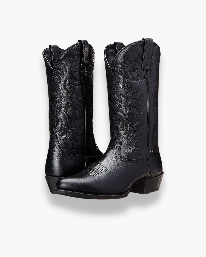 Stylish Women's Cowboy Boots Black Leather