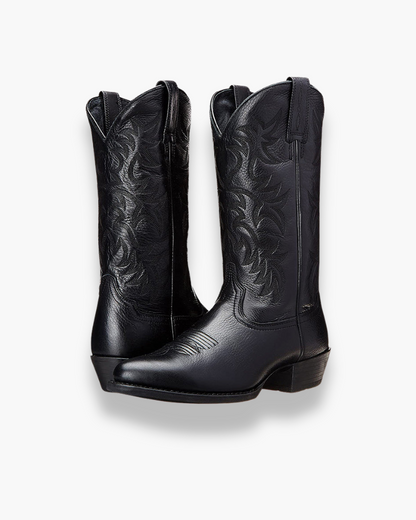 Stylish Women's Cowboy Boots Black Leather