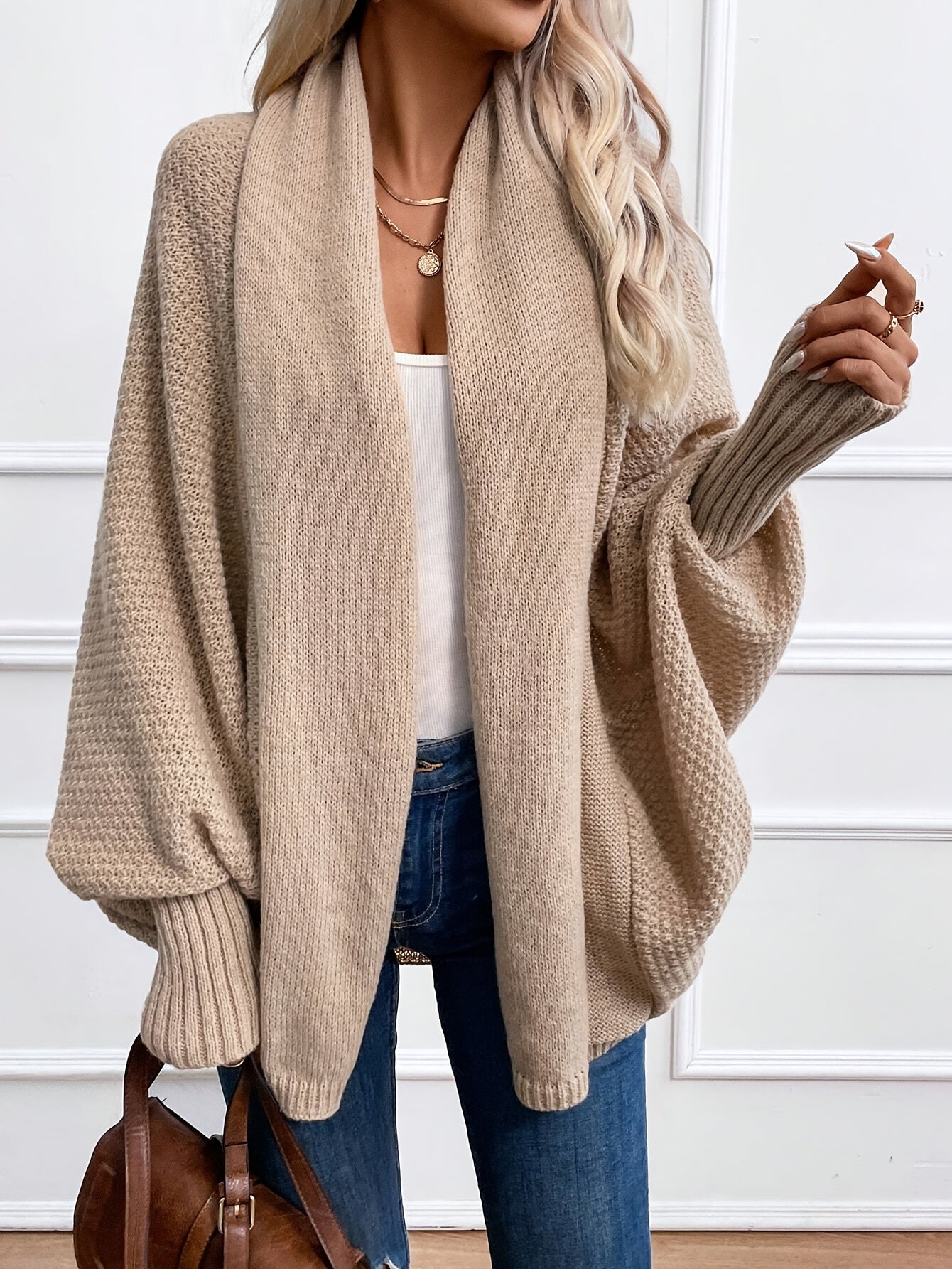 Damen Cashmere Cardigan Langärmlig Elegent - IdealeKleiden